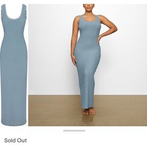 SKIMS Arctic Blue Soft Lounge Lace Dress